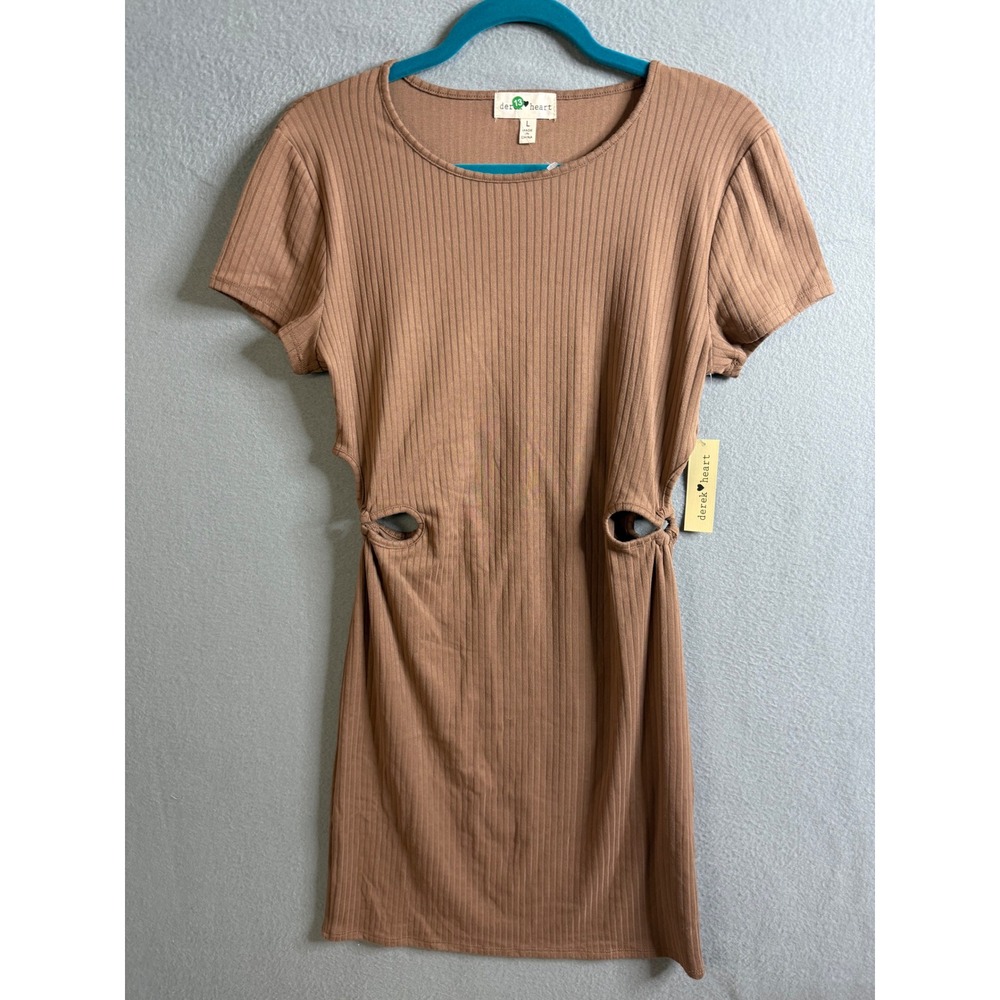 Derek Heart Dress‎ Women Large Ribbed Bodycon Cutout Mini Short Sleeve NWT